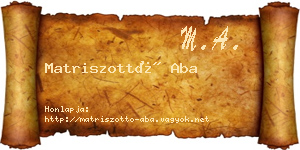 Matriszottó Aba névjegykártya